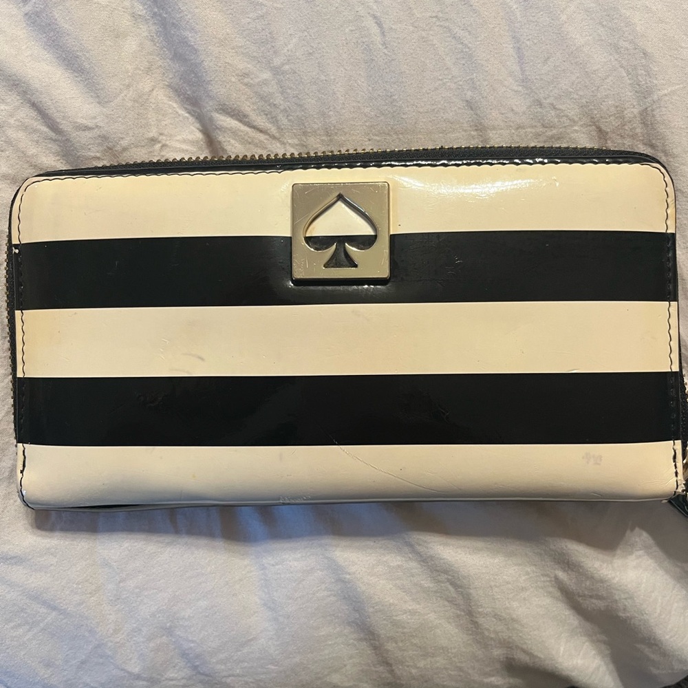 Kate Spade Black and White Striped Wallet